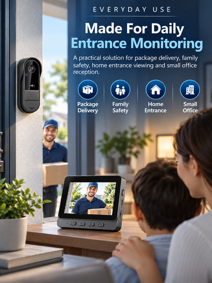 🚪Wireless Video Doorbell with Indoor Display