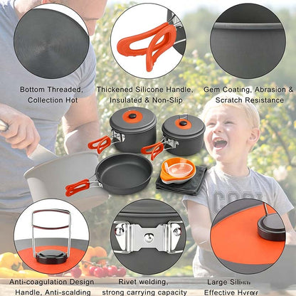 🔥HOT SALE 49% OFF🍳2026 Pro Outdoor Camping Cookware: 3-in-1 Ultra-Light Pots, Pans & Kettle Set! 🏕️🛒