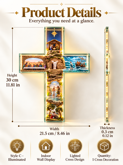 ✝️ Illuminated Jesus Cross Wall Decor – Lighted Christian Faith Art & Meaningful Religious Gift