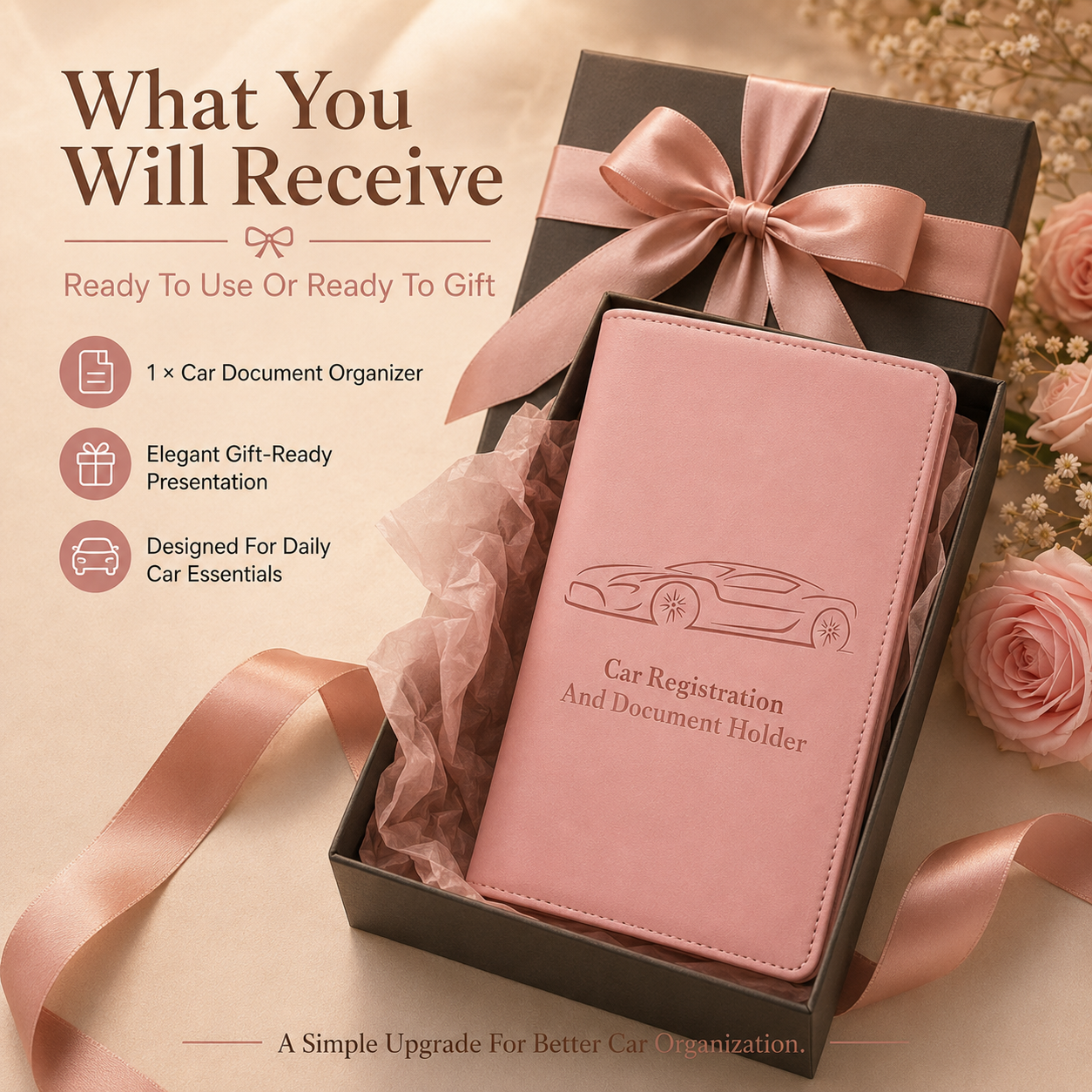 🚗 Car Registration & Insurance Document Holder | Premium PU Leather Organizer