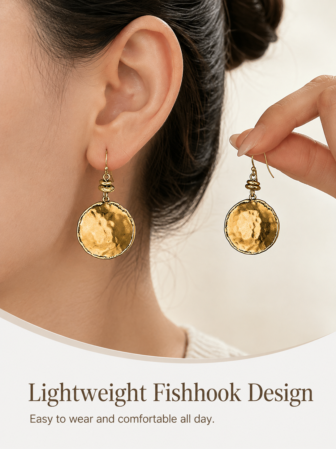 💫Vintage Hammered Metal Drop Earrings– Lightweight Geometric Statement Jewellery ✨