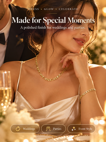 Elegant 2-Piece 18K Gold Jewelry Set – Bracelet & Necklace for Men & Women