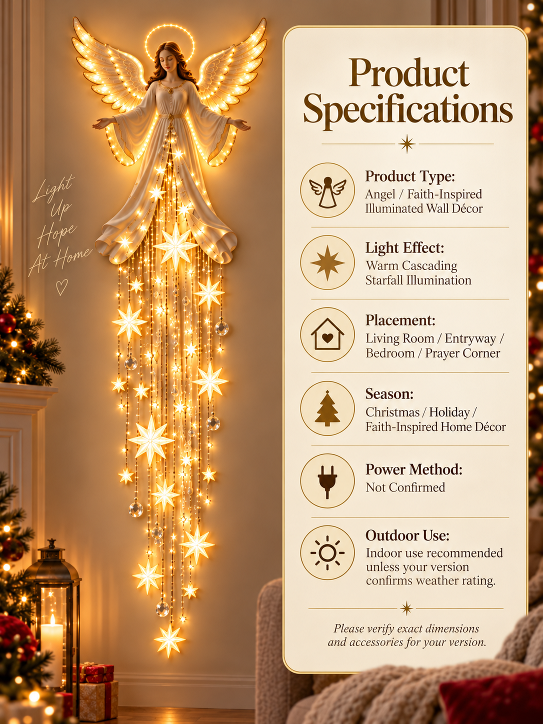 ✨🔥 Angel Blessing Starfall Wall Light – Heavenly Christmas Wall Decor