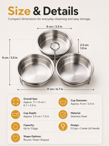 🍳 3-Cup Stainless Steel Egg Steamer