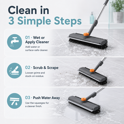 ⚡Hot Sales 49% OFF🔥Floor Scrub Brush Bathtub Brush with Long Handle 3 in 1