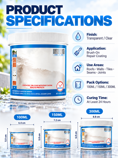💧 Clear Waterproof Repair Sealant – Invisible Brush-On Leak Protection for Roofs, Tiles & Walls 🏠✨