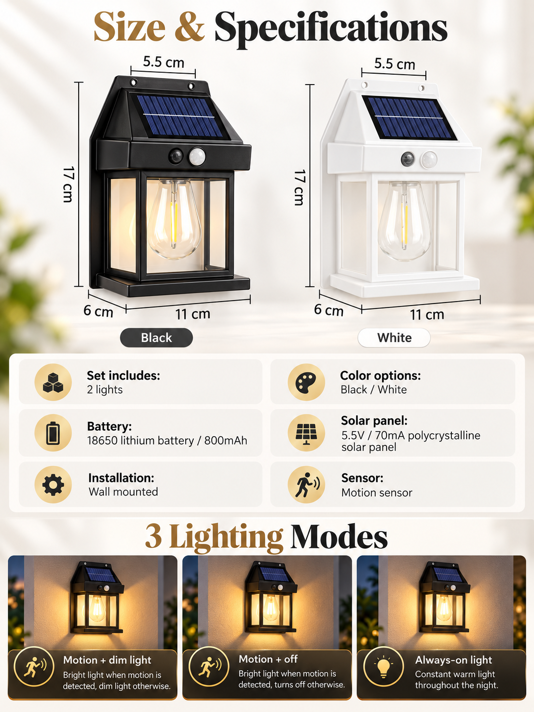 ☀️ 2-Pack Solar Motion Sensor Wall Lights | Warm Glow Outdoor Lanterns 🏡