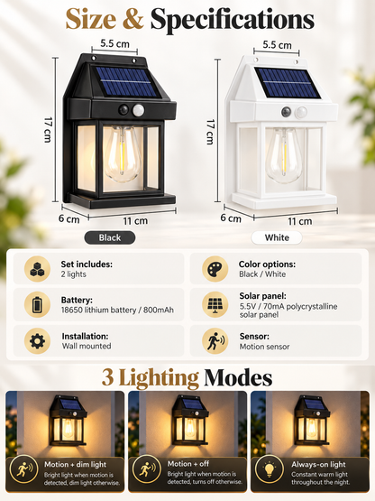 ☀️ 2-Pack Solar Motion Sensor Wall Lights | Warm Glow Outdoor Lanterns 🏡