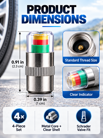 🚗🛠️4 PCS Car Tire Pressure Monitor Valve- tire valve stem caps