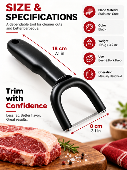 🥩 Handheld Meat Fat Trimmer – Stainless Steel BBQ Prep Tool for Beef & Pork