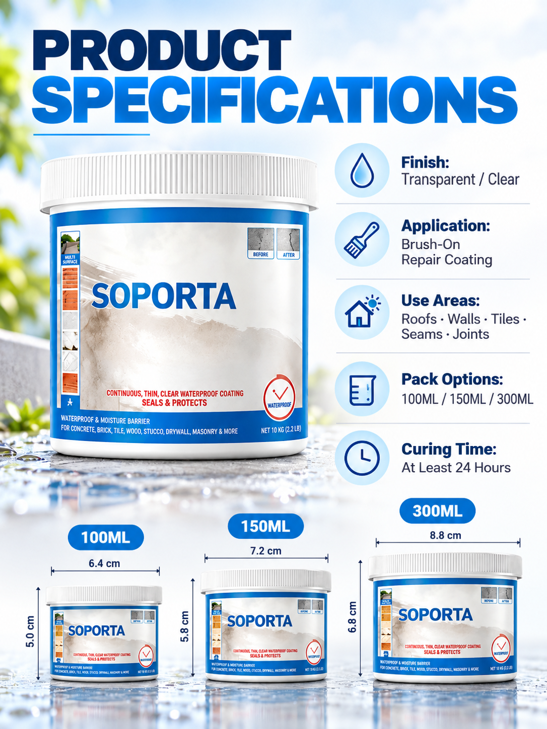 💧 Clear Waterproof Repair Sealant – Invisible Brush-On Leak Protection for Roofs, Tiles & Walls 🏠✨