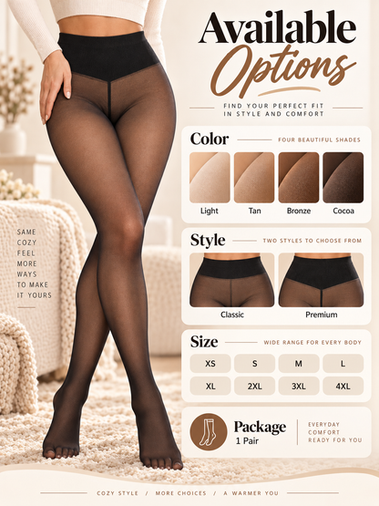 Sheer-Look Fleece-Lined High-Waist Tights for Winter