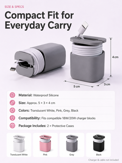 2-in-1 Silicone Charger Protective Case (with Cable Storage)