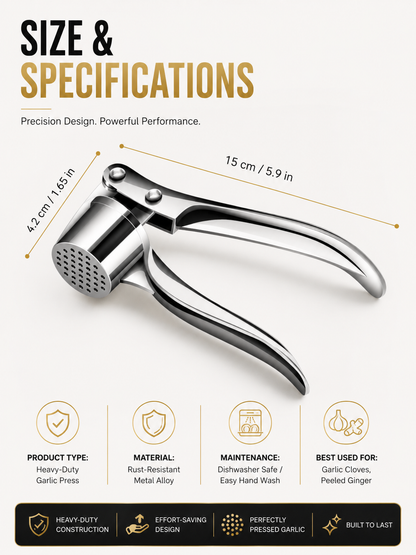 🧄 Heavy-Duty Stainless Steel Garlic Press – Fresh Minced Garlic in Seconds