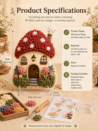 🔥Last Day 48% OFF - ✨🧘Relaxing & Beginner-Friendly-✨Whimsical Village 3D Fabric Poke Art Kit