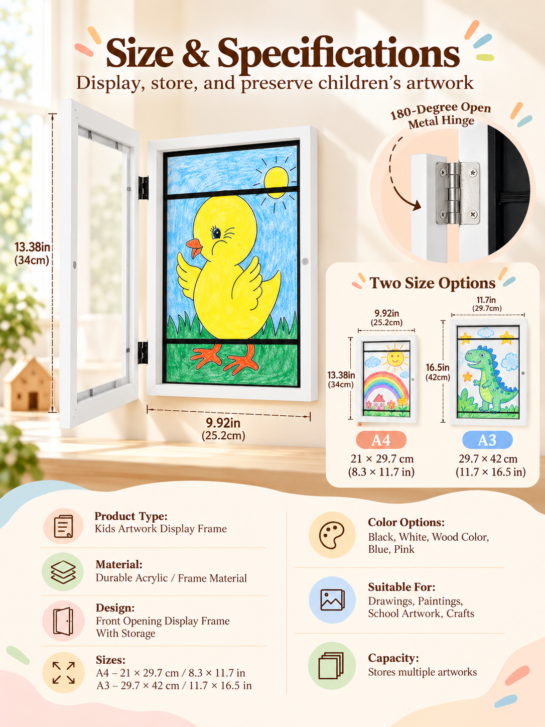 ✨ Kids Artwork Frame – Display & Store Your Child’s Creative Masterpieces