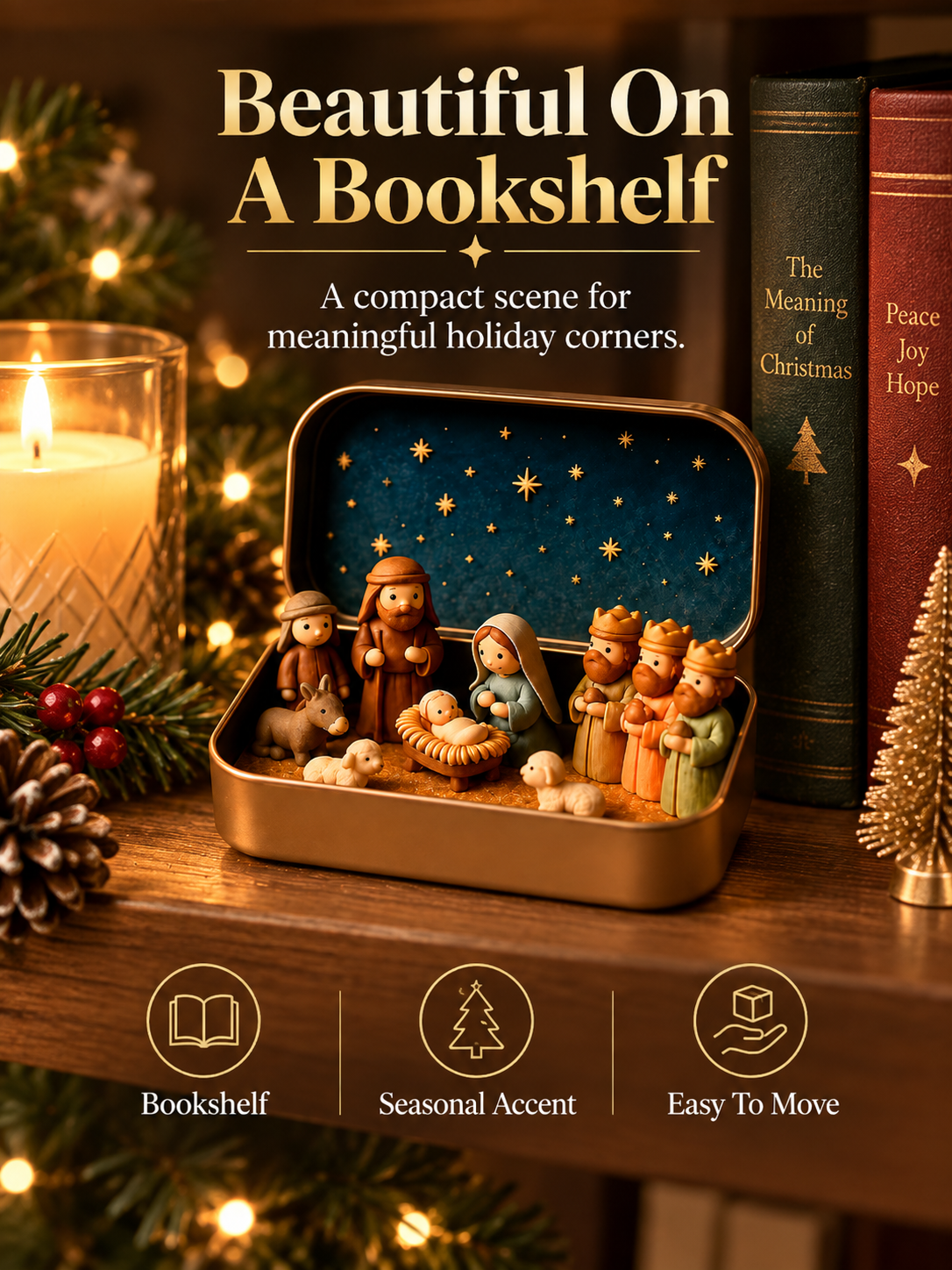 Daily 1000+ Sold｜Mini Christmas Nativity Set in Tin Box