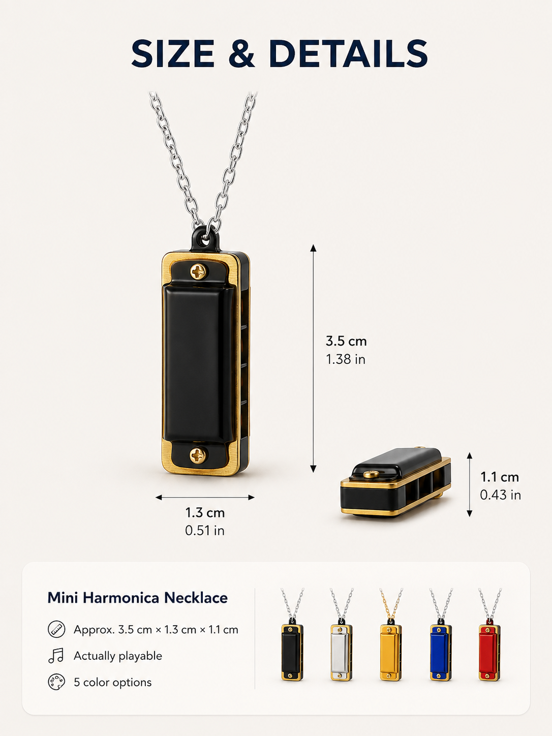 🎵Playable Mini Harmonica Necklace – Wearable Musical Pendant