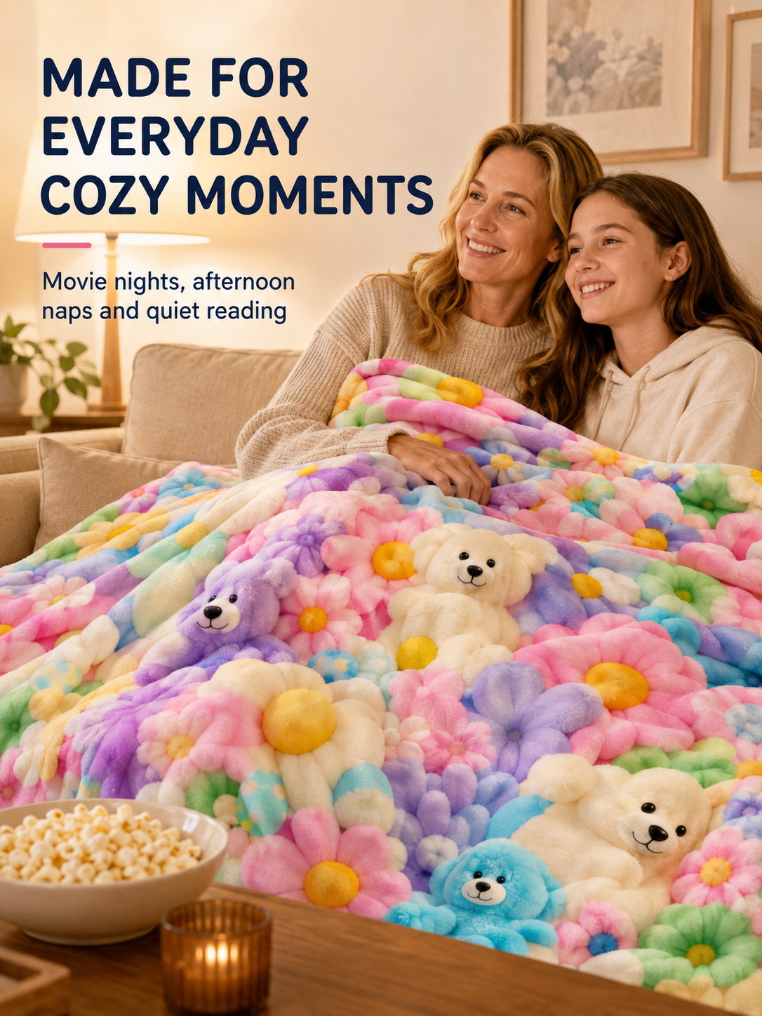 🐻🌈Colorful Bear Flannel Blanket