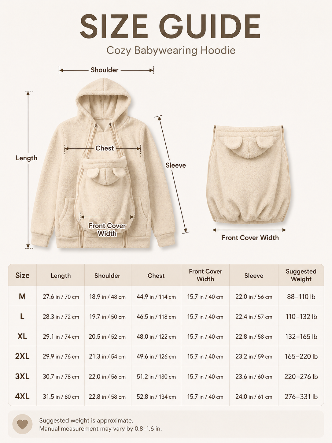 🧥Parent & Baby Fleece-Lined Carrier Cover Hoodie