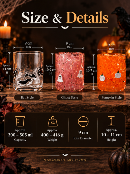 🎃 Festive 3D Appliqué Glass Tumbler – Halloween & Christmas Holiday Drinkware