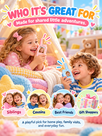 🌈Kids Video Walkie Talkie Set (2-Pack) – Intercom with Camera & Screen