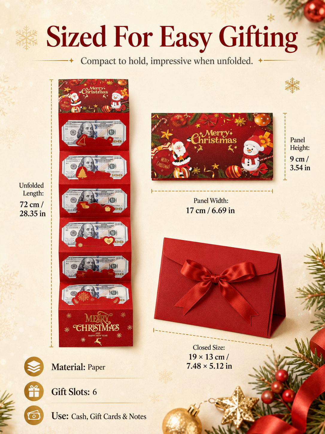 🎁6-Slot Christmas Cash Gift Envelope