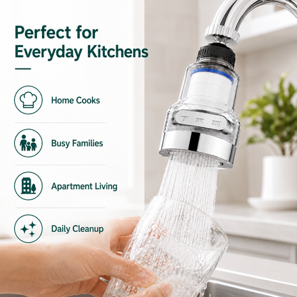 🚰360° Rotating Faucet Filter Attachment — 6-Layer Purification & 3 Water Flow Modes