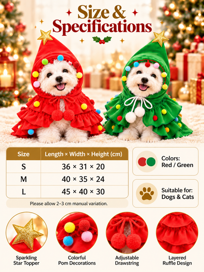 🐶🎄Christmas Tree Pet Cloak Costume for Dogs and Cats