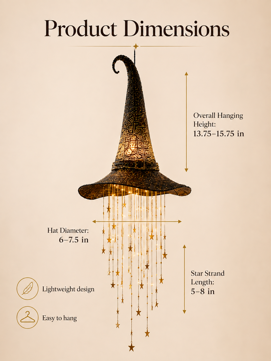 Lighted Witch Hat Hanging Chime