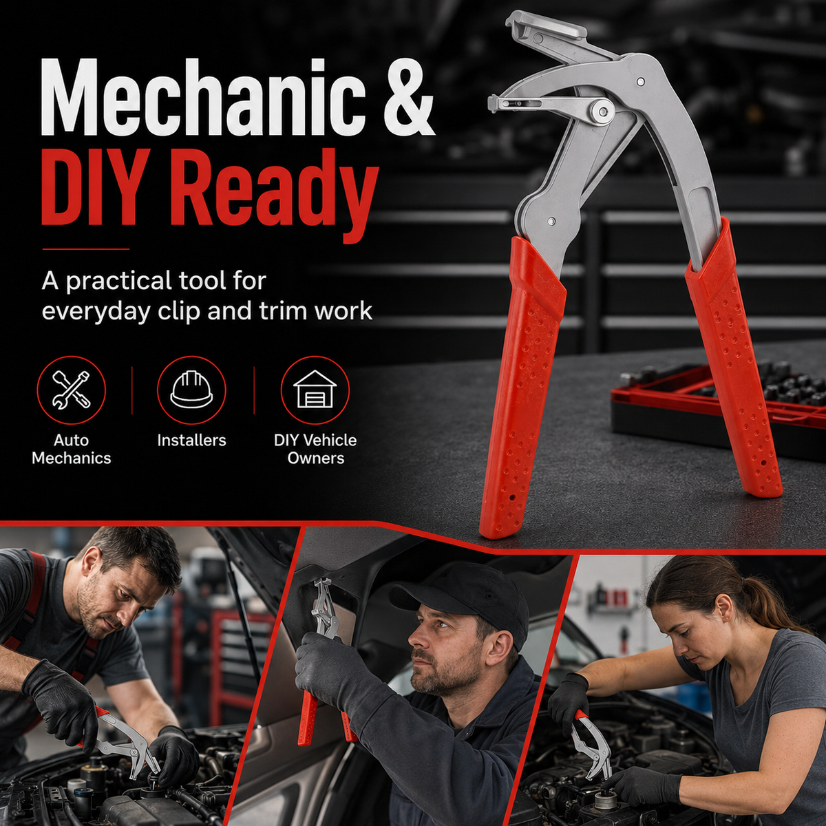 🔥Car Clip Pliers & Trim Removal Tool, Spring-Loaded Fastener Rivet Remover for Auto Door Panels