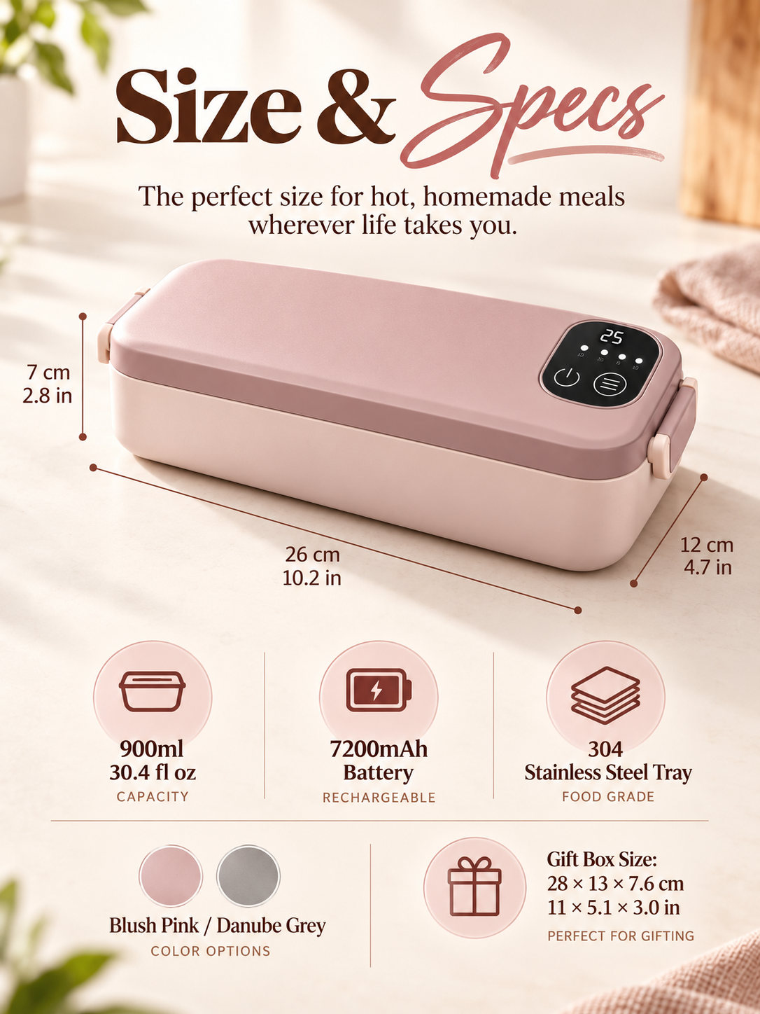 🎀RECHARGEABLE🍱⚡ Portable electric lunch box with self-heating 🔋🌡️
