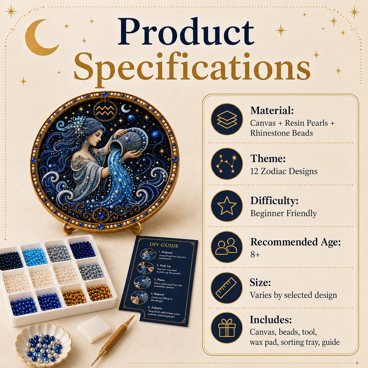 🔥 Only a few sets left!💎 12 Zodiac Signs Pearl Art Kit