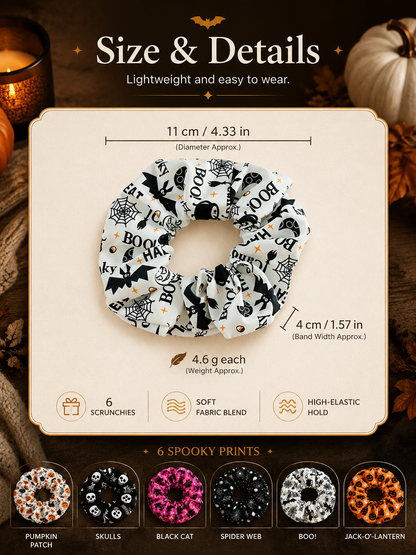 🎃 Hand-Illustrated Halloween Scrunchie Collection