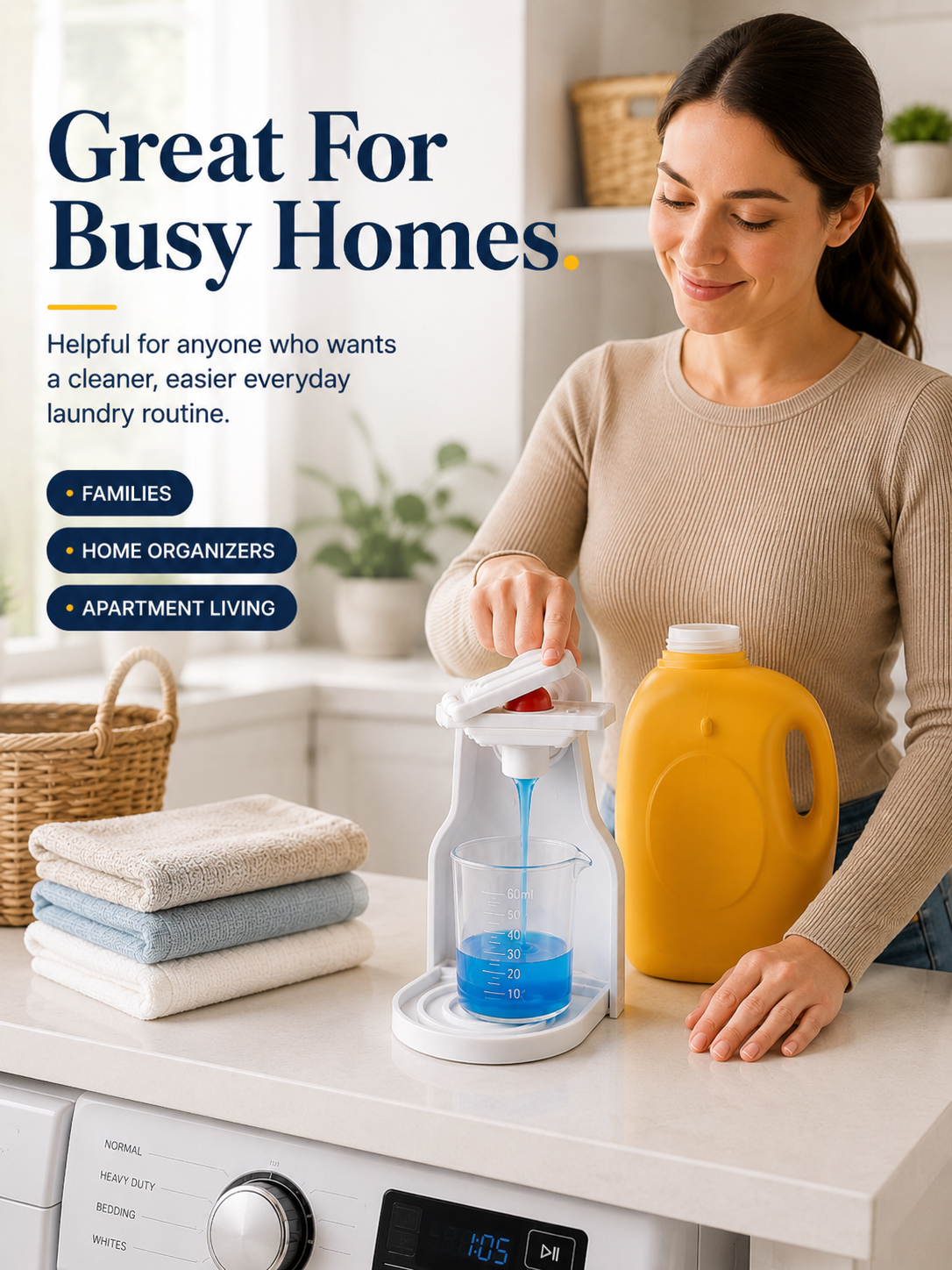 🧺 No-Drip Laundry Detergent Dispenser Cup Holder & Drip Tray