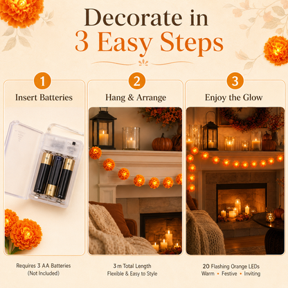 🎃Holiday Trend🌼 Marigold Flower String Lights