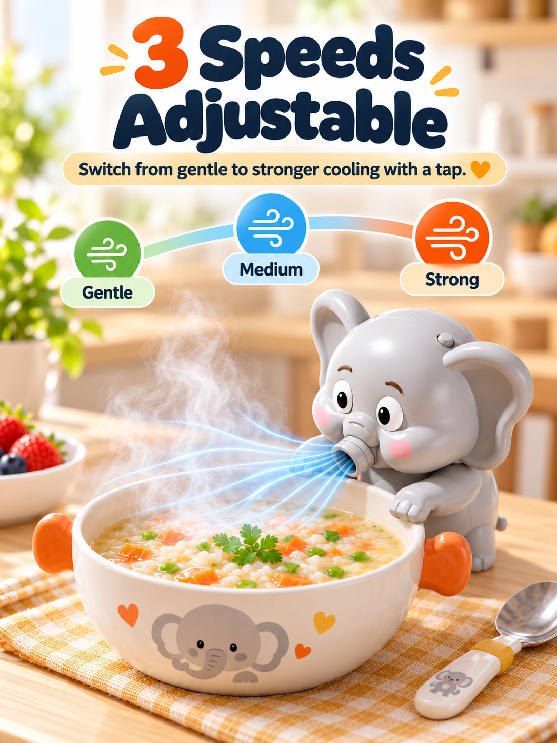 🐘 Hands-Free Food Cooling Fan – Cool Hot Meals Faster Without Blowing