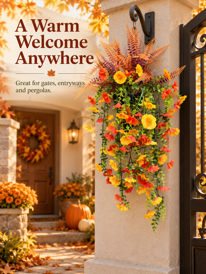 🍂 Cascading Autumn Floral Swag – Lush Fall Porch & Entryway Hanging Décor