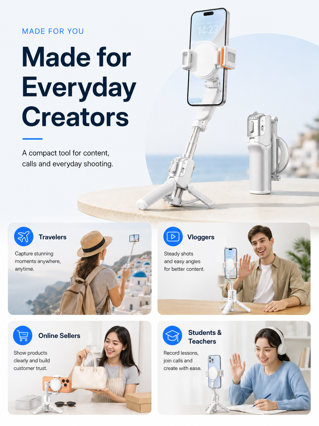 4-in-1 Magnetic Camera Grip &amp; Selfie Tripod