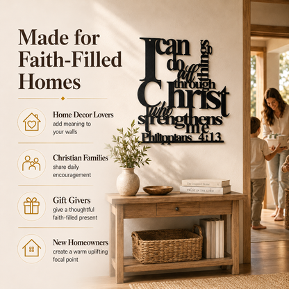 🔥Last Day 55% OFF | Philippians 4:13 Metal Christian Wall Decor – Strength Through Christ