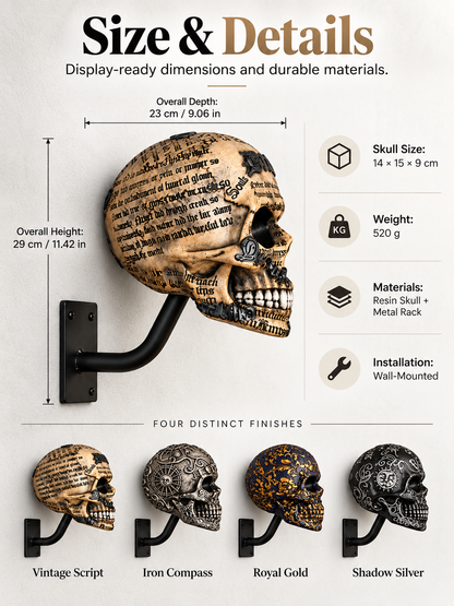 💀 Motorcycle Skull Helmet Holder – Garage Display Wall Mount