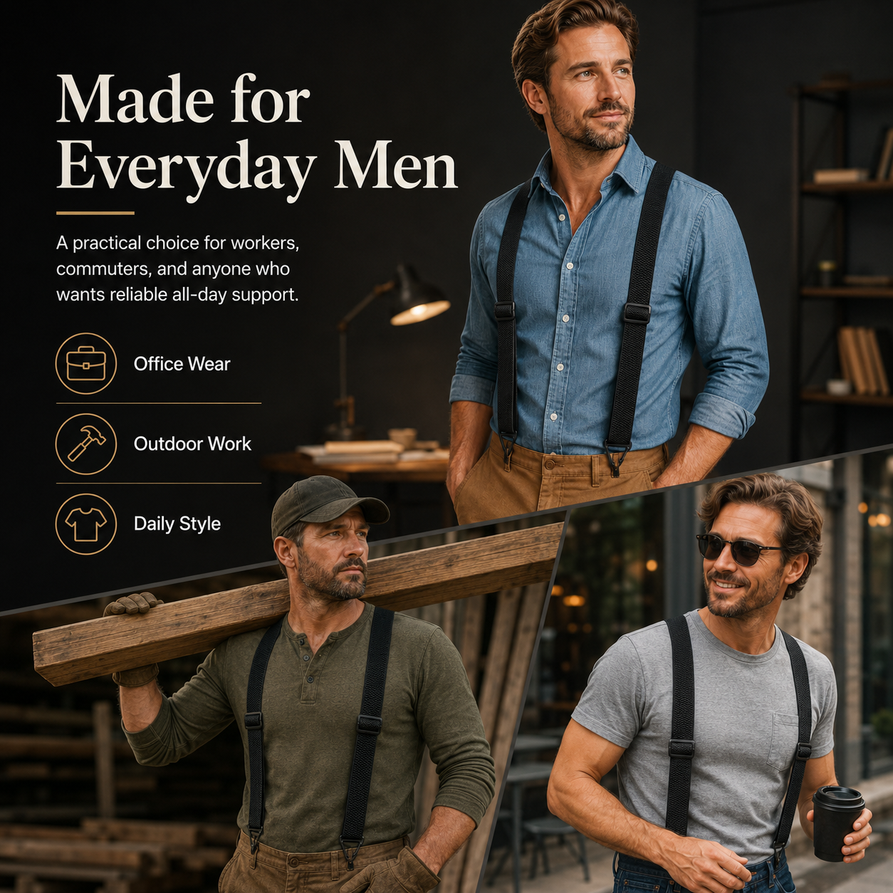 ⏰Men's X-Back Suspenders with Hook Clips