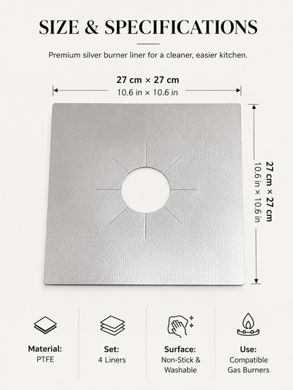 4-Piece Reusable Non-Stick Gas Stove Burner Covers – Heat-Resistant & Washable