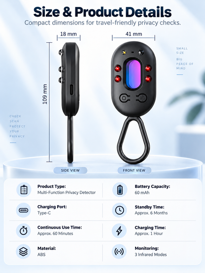 🕵️ Portable Hidden Camera Detector – Infrared Anti-Spy Privacy Scanner