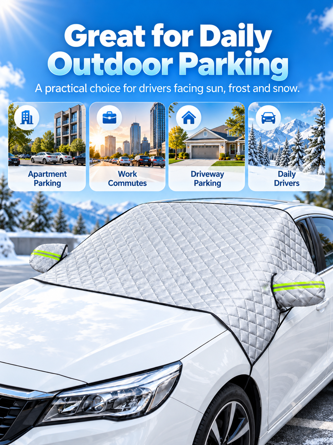 🚗 Magnetic Windshield Cover – All-Season Sun, Snow & Frost Protector for Cars, SUVs & Trucks