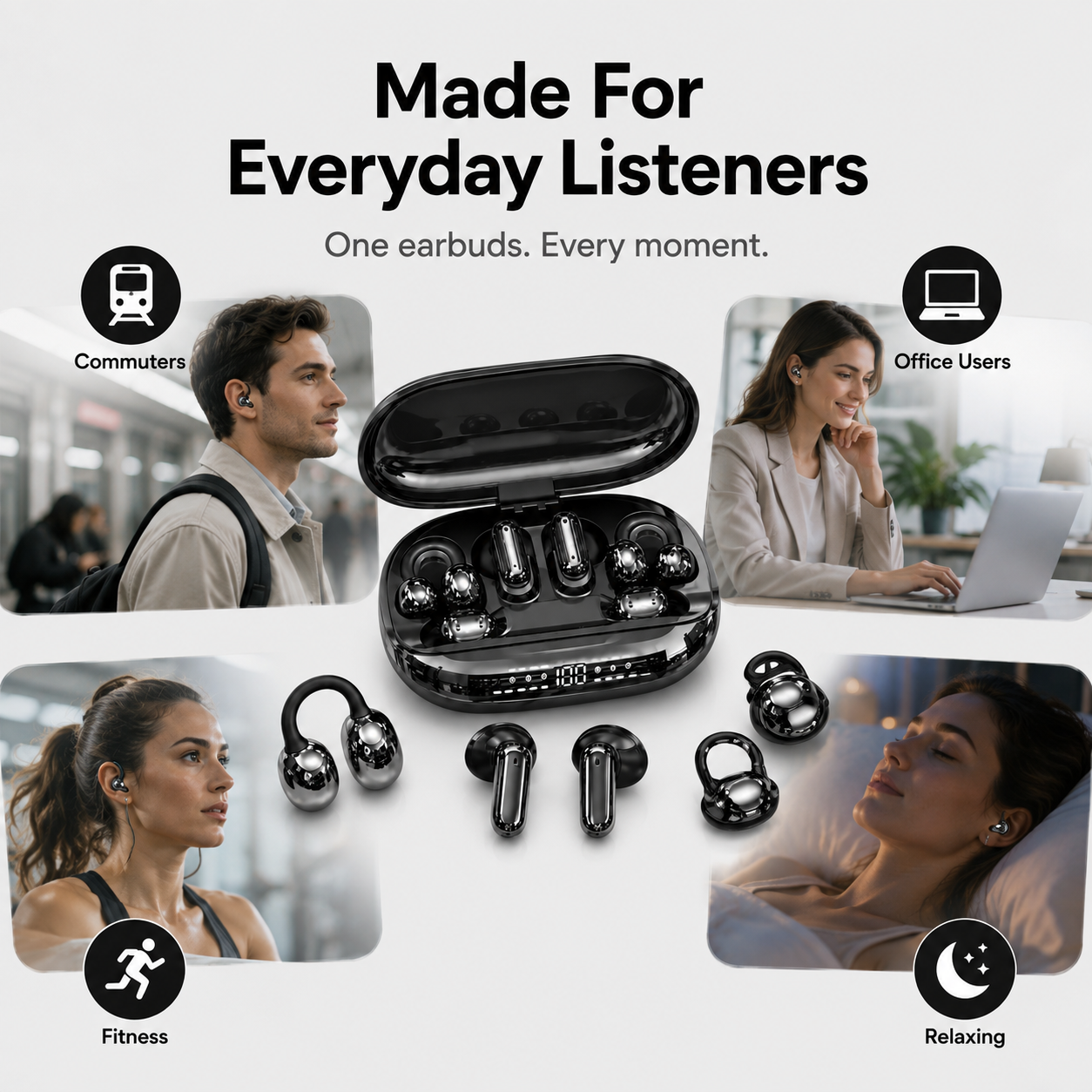 🔥 6-Earbud 3-in-1 Wireless Headphones & Emergency Phone Charger