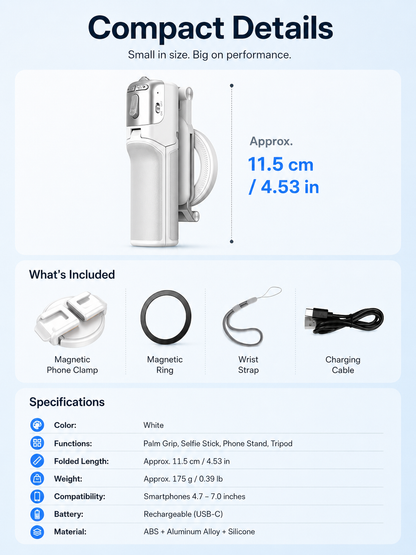 4-in-1 Magnetic Camera Grip &amp; Selfie Tripod