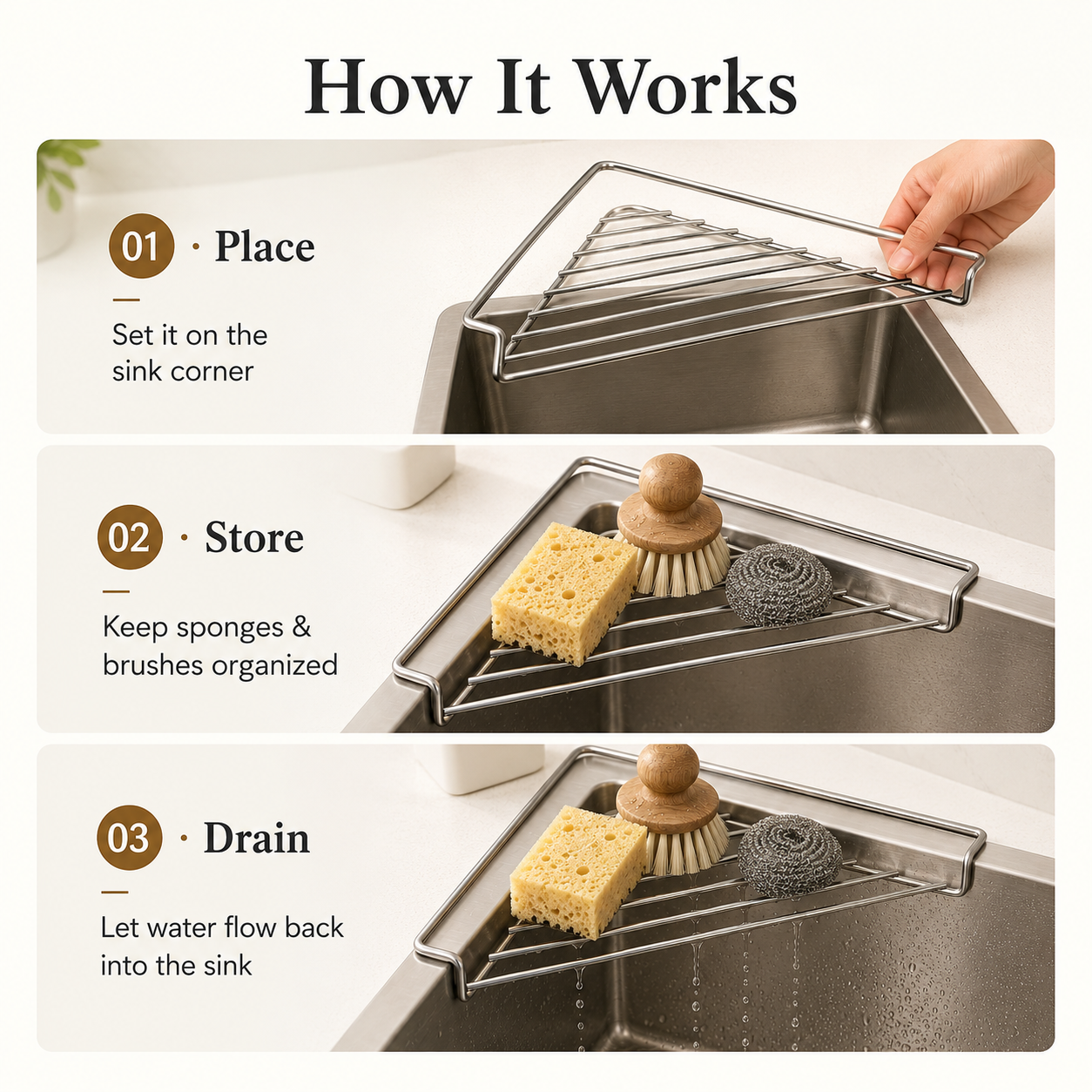 Corner Sink Draining Shelf