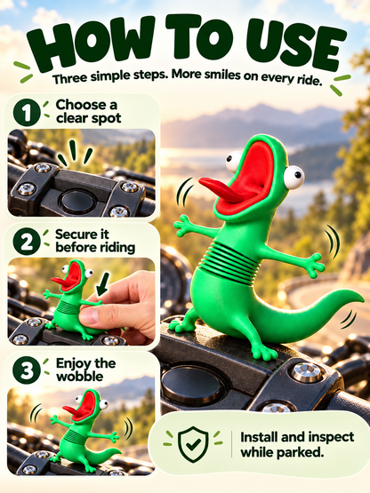 🦎 A Little Wobble. A Big Laugh – Wobbling Lizard Motorcycle Decoration