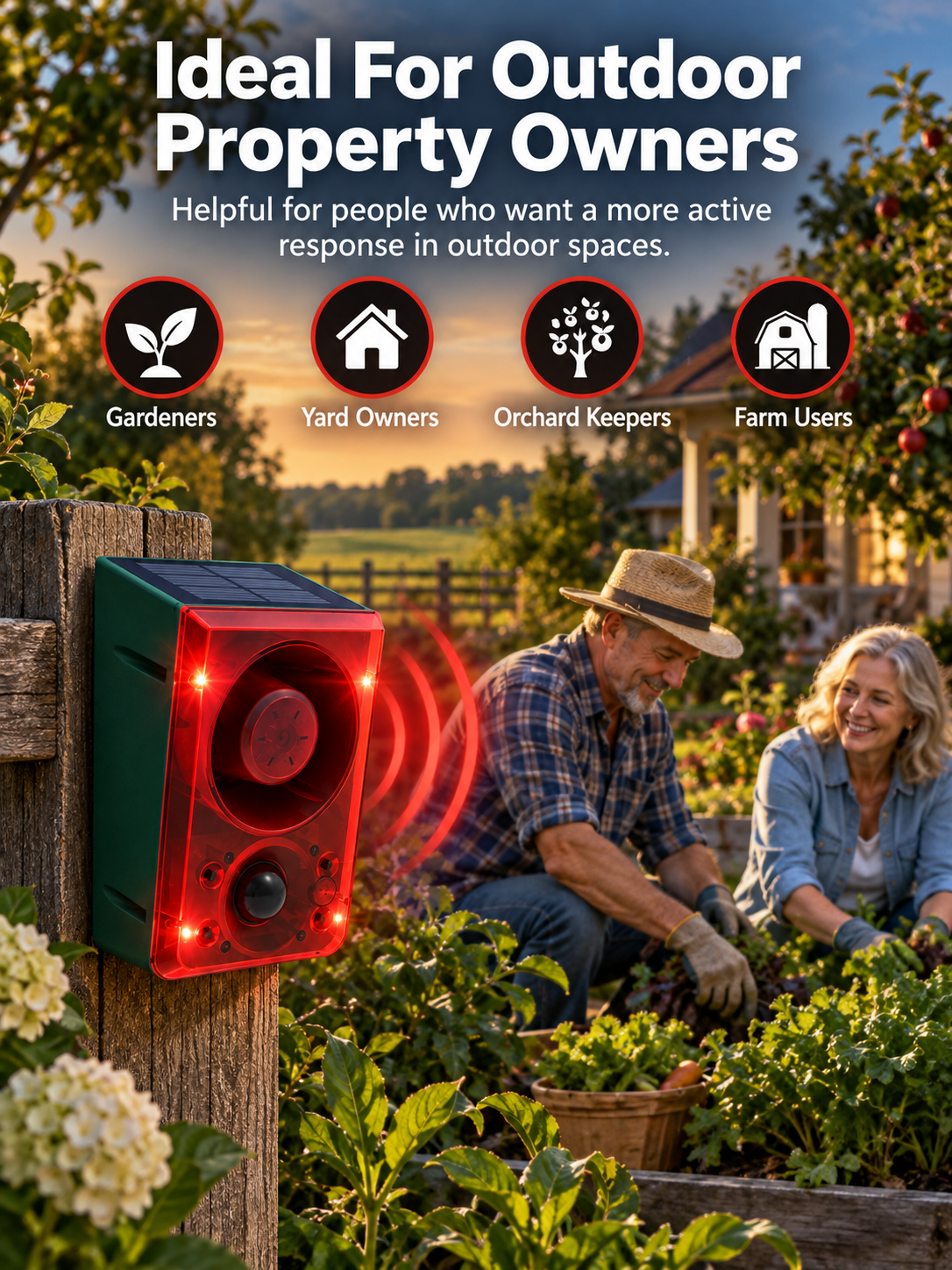 🚨 Solar-Powered Outdoor Motion Alarm – Remote-Controlled Farm & Garden Security Siren